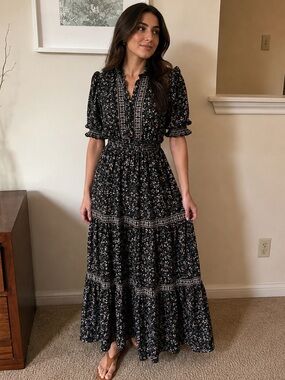 MAX Studio black maxi dress with ruffles NWT